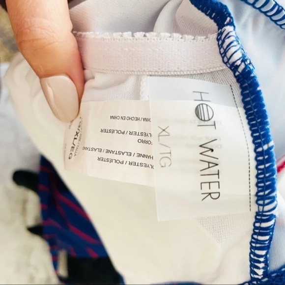 HOT WATER Fiesta Red & French Blue Stripe High-Waist Monokini XL - Picture 13 of 13